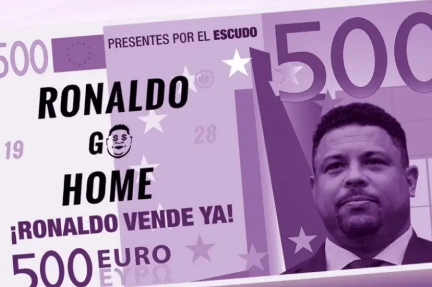 Torcida do Valladolid planeja protesto com 60 mil notas falsas contra Ronaldo Fenômeno  